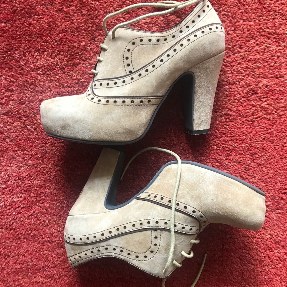 Miz Mooz Lance Suede Leather Brogue Oxford Heels